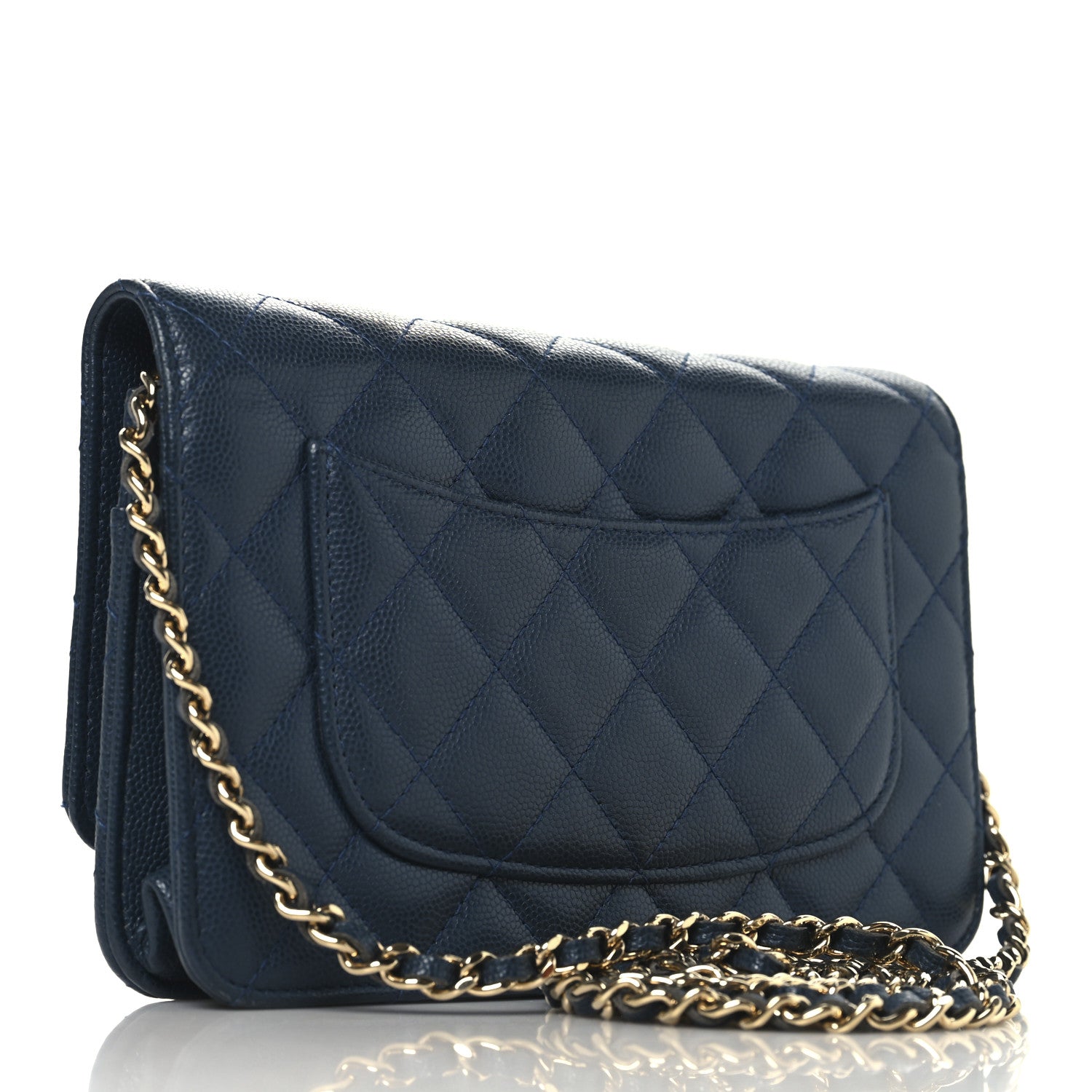 Chanel Caviar Quilted Wallet on Chain WOC Blue 3 of 11