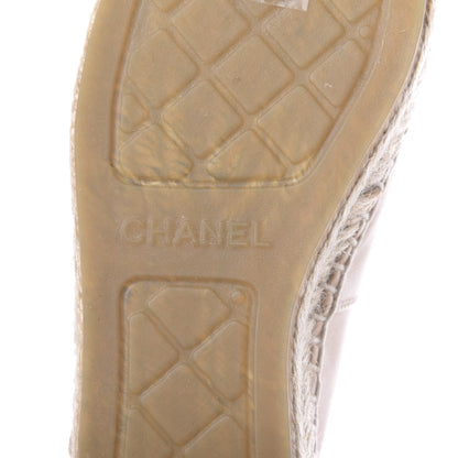 Chanel Lambskin CC Espadrilles 36 Beige Black 9 of 10
