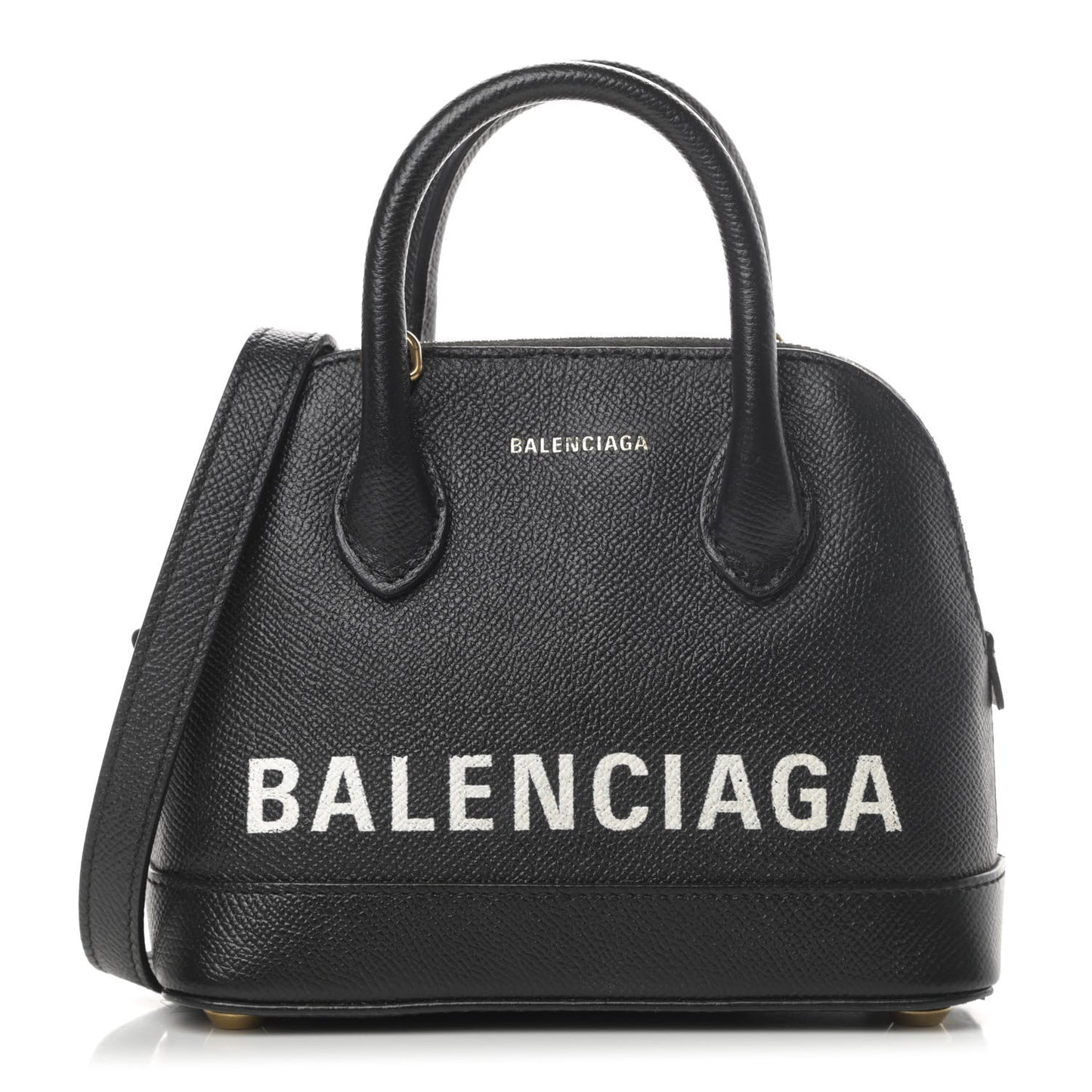 Signature Grained Calfskin XXS Ville Top Handle Bag Black White