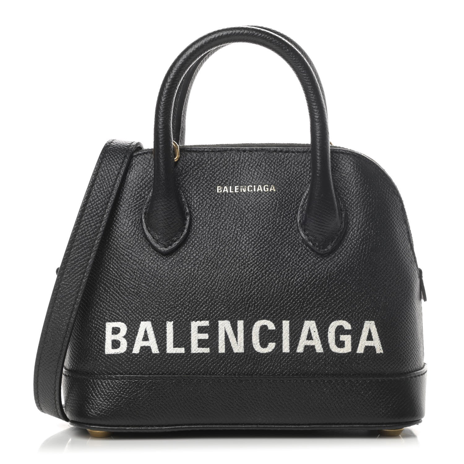 Balenciaga Signature Grained Calfskin XXS Ville Top Handle Bag Black White 1 of 13