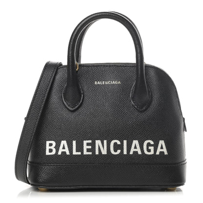 Balenciaga Signature Grained Calfskin XXS Ville Top Handle Bag Black White 1 of 13