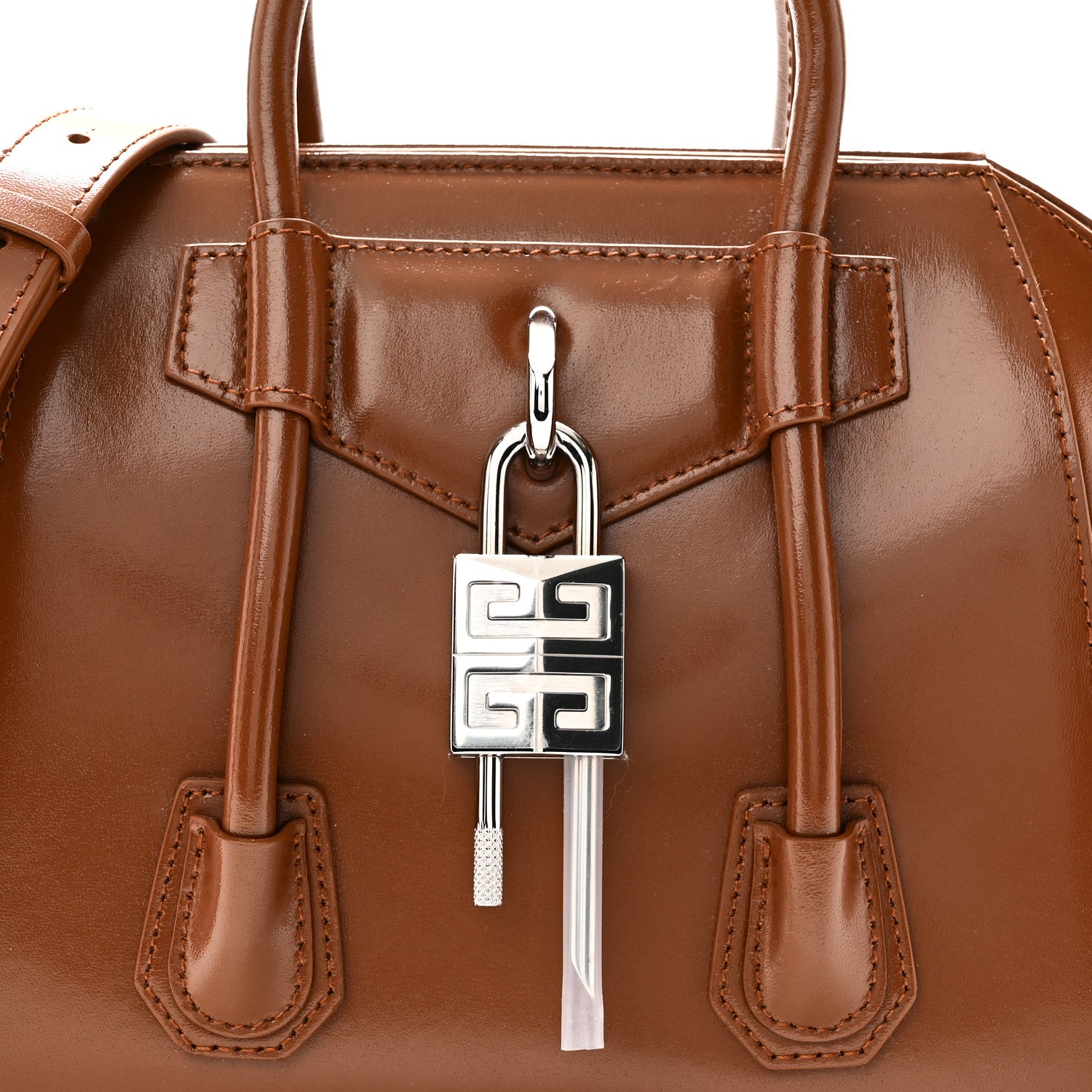 Givenchy Box Calfskin Mini Lock Antigona Shoulder Bag Beige Chestnut 8 of 10
