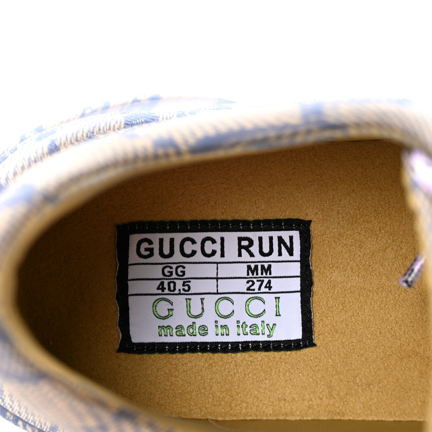 Gucci Ultralight Plume Calfskin Monogram Printed Womens Gucci Run Sneakers 40.5 Beige Blue 8 of 11