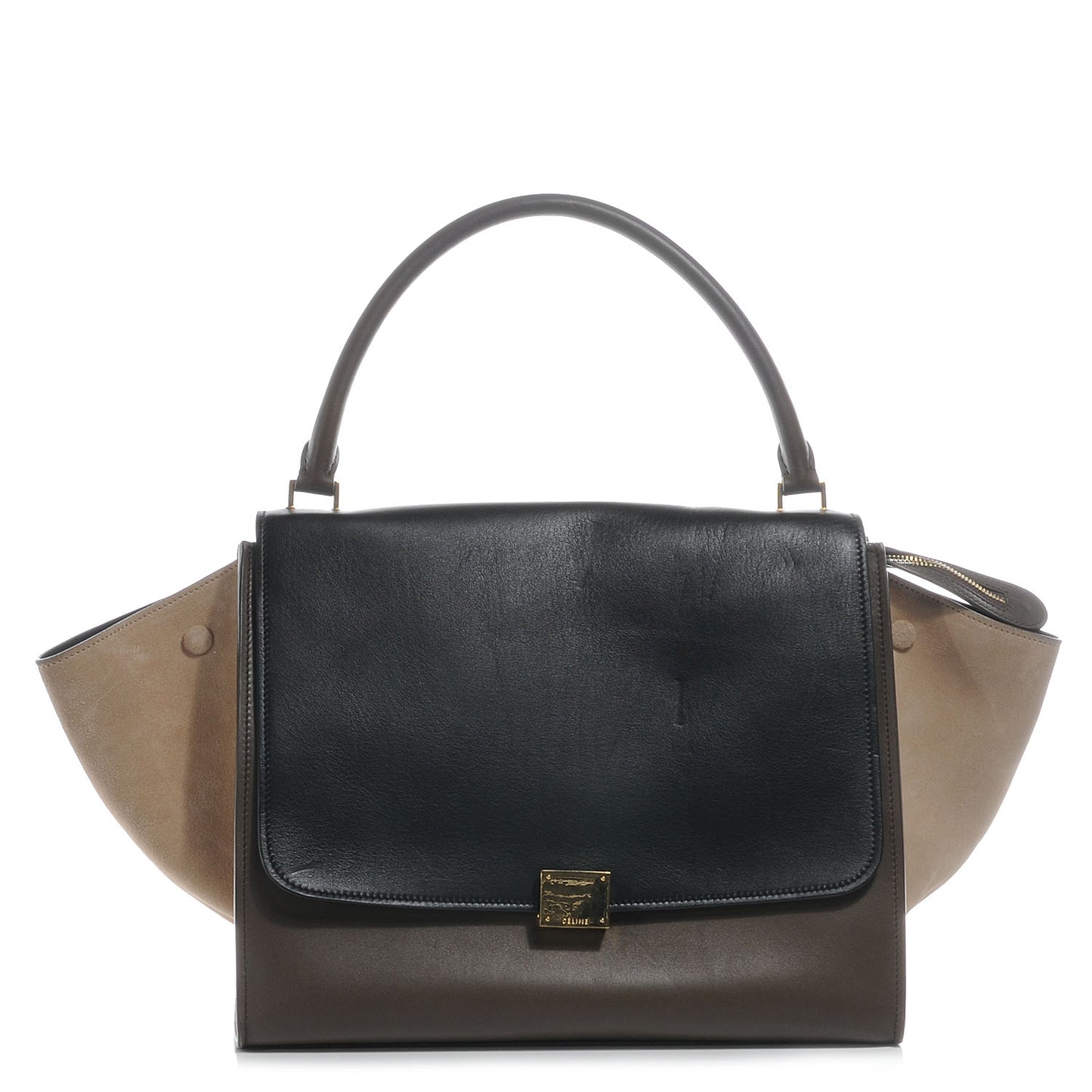 Calfskin and Suede Large Tri-Color Trapeze Olive