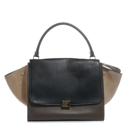 Celine Calfskin and Suede Large Tri-Color Trapeze Olive 1 of 9