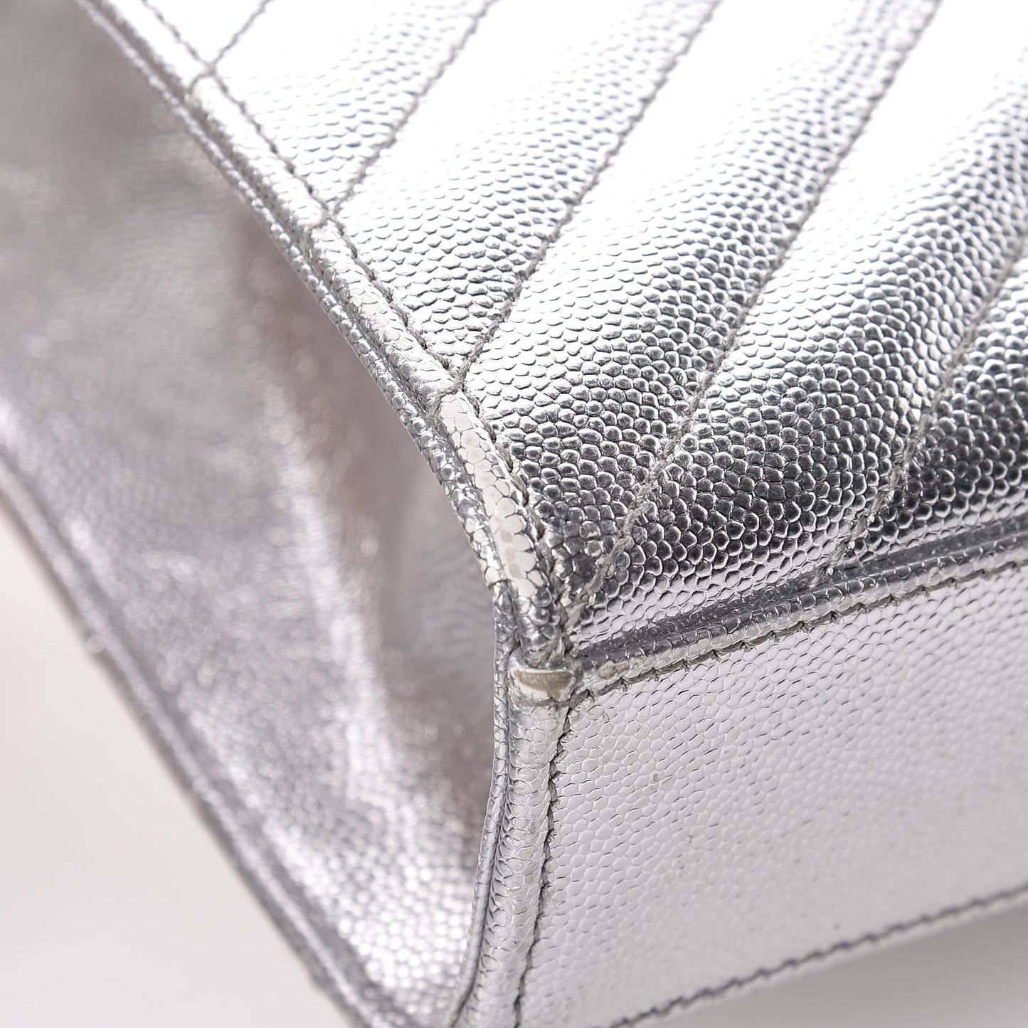 Metallic Grain De Poudre Matelasse Medium Monogram Satchel Silver