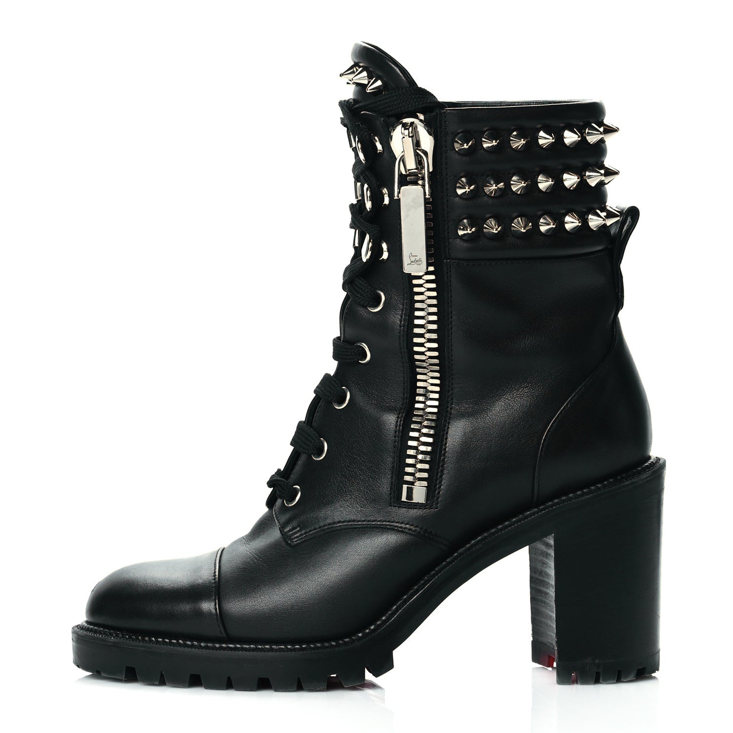 Calfskin Winter Spikes 70 Combat Boots 38 Black