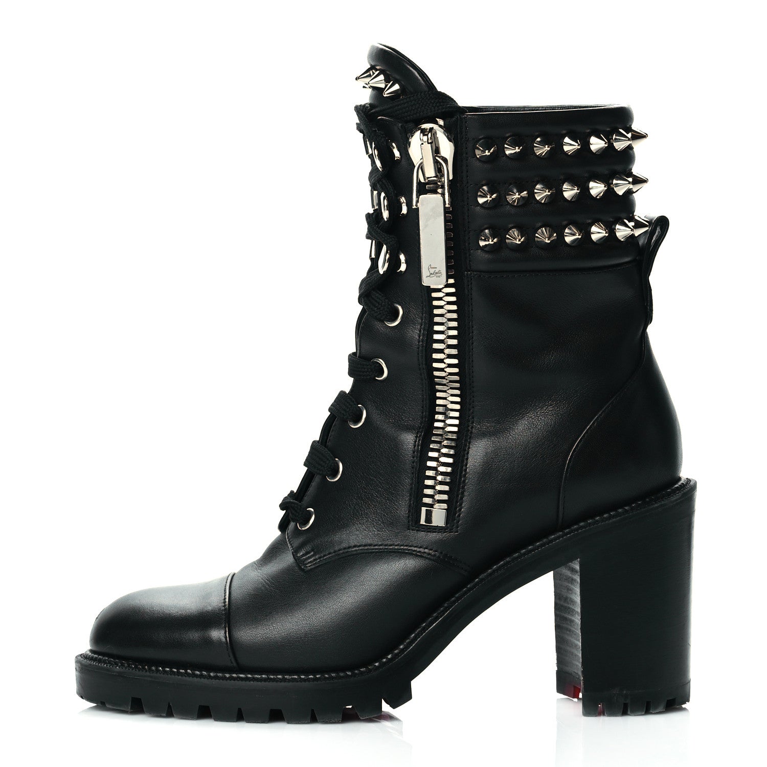 Christian Louboutin Calfskin Winter Spikes 70 Combat Boots 38 Black 1 of 7