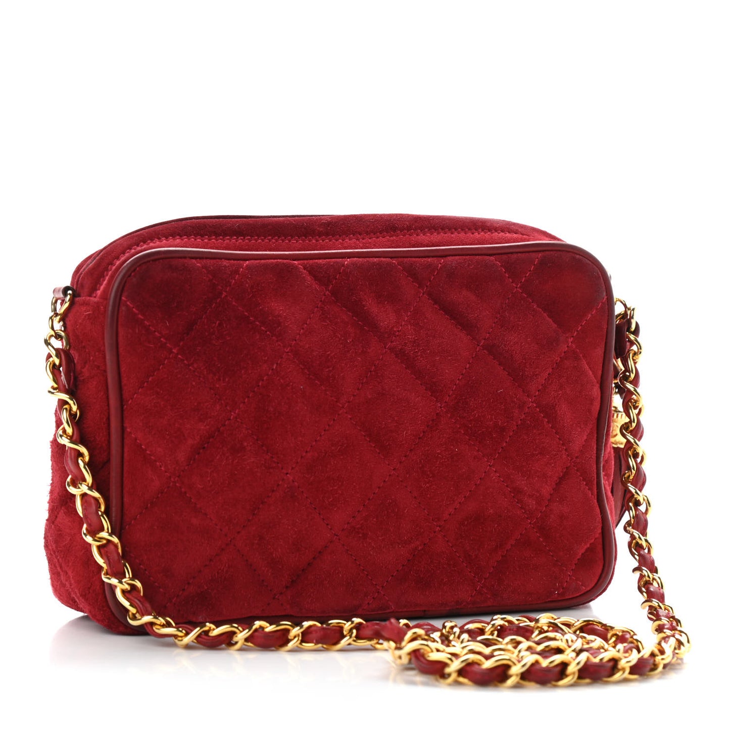 Suede Quilted Tassel Camera Bag Red