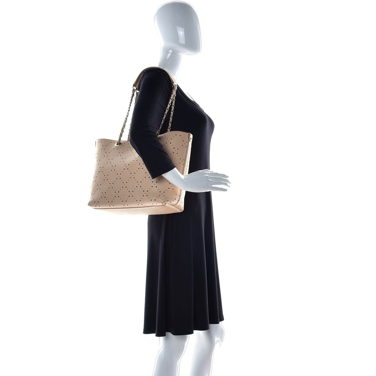 Chanel Perforated Grained Calfskin Small Shopping Tote Light Coral 3 of 29