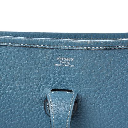 Hermes Taurillon Clemence Evelyne II PM Blue Jean 6 of 13