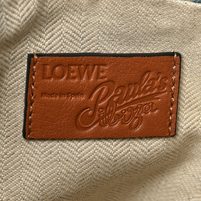 Loewe Denim Calfskin Mermaid Print Paula's Ibiza Flamenco Knot Bag Blue Tan 5 of 5