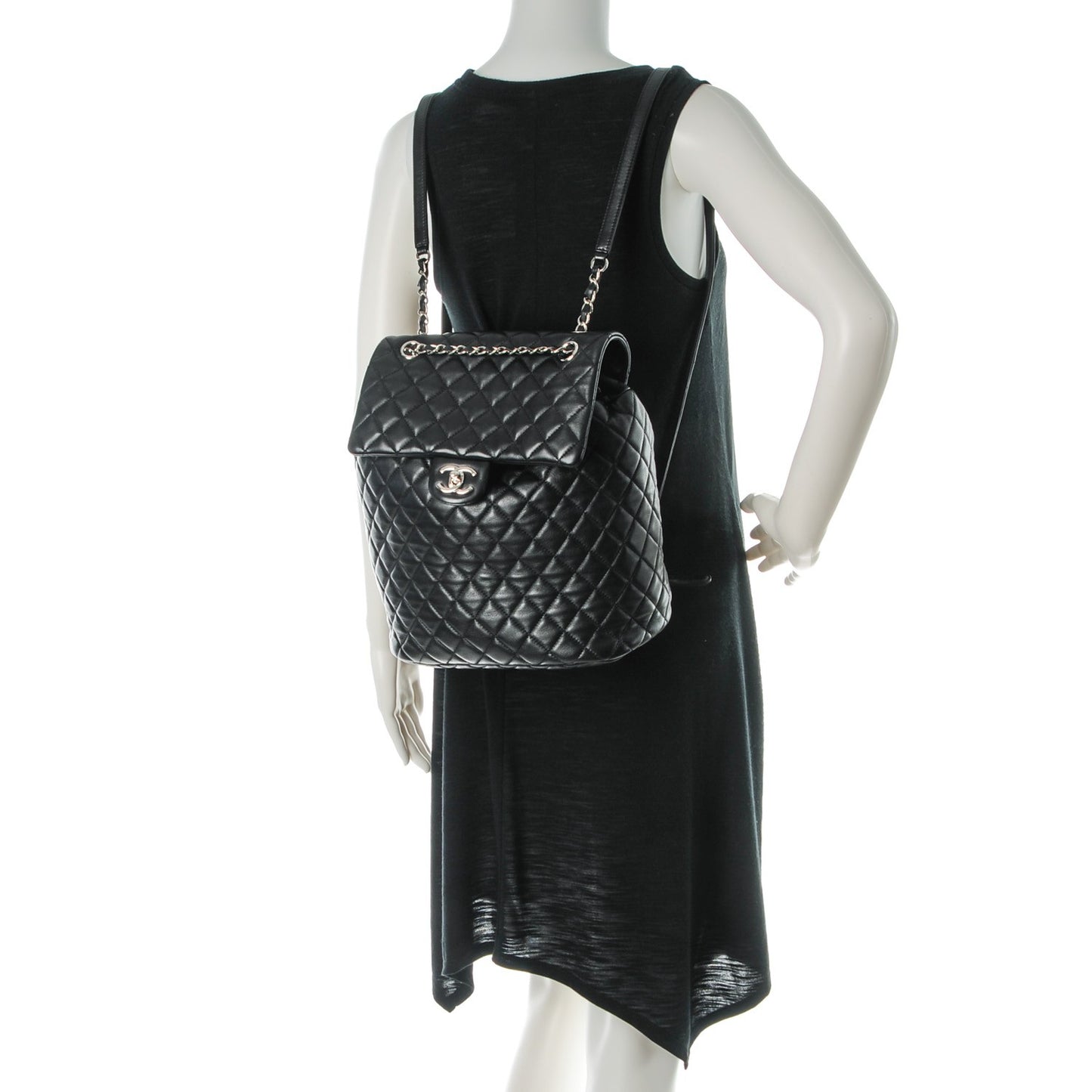Lambskin Quilted Large Urban Spirit Backpack Black