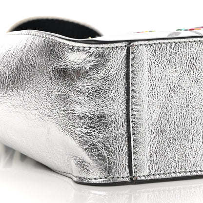 Stella McCartney Metallic Eco Alter Nappa Embroidered Logo Stonewall Crossbody Bag Silver 9 of 14
