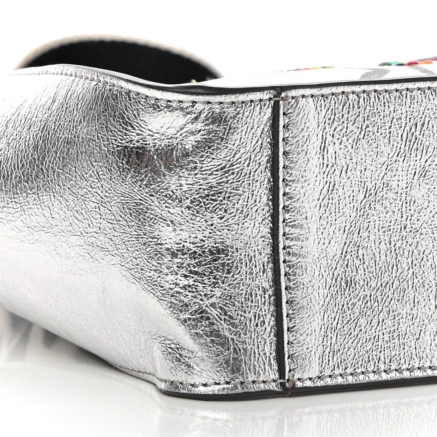 Stella McCartney Metallic Eco Alter Nappa Embroidered Logo Stonewall Crossbody Bag Silver 9 of 14