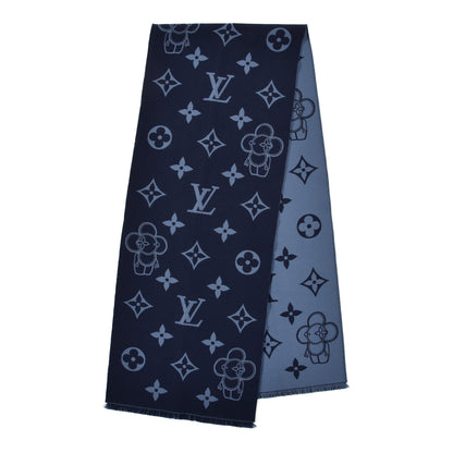 Louis Vuitton Wool Monogram Vivienne Scarf Navy 2 of 4