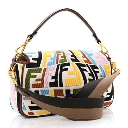 Fendi X SARA COLEMAN Canvas Vitello King Seta FF Fish Eye Embroidered Baguette Grezzo Multicolor Ghianda 3 of 11