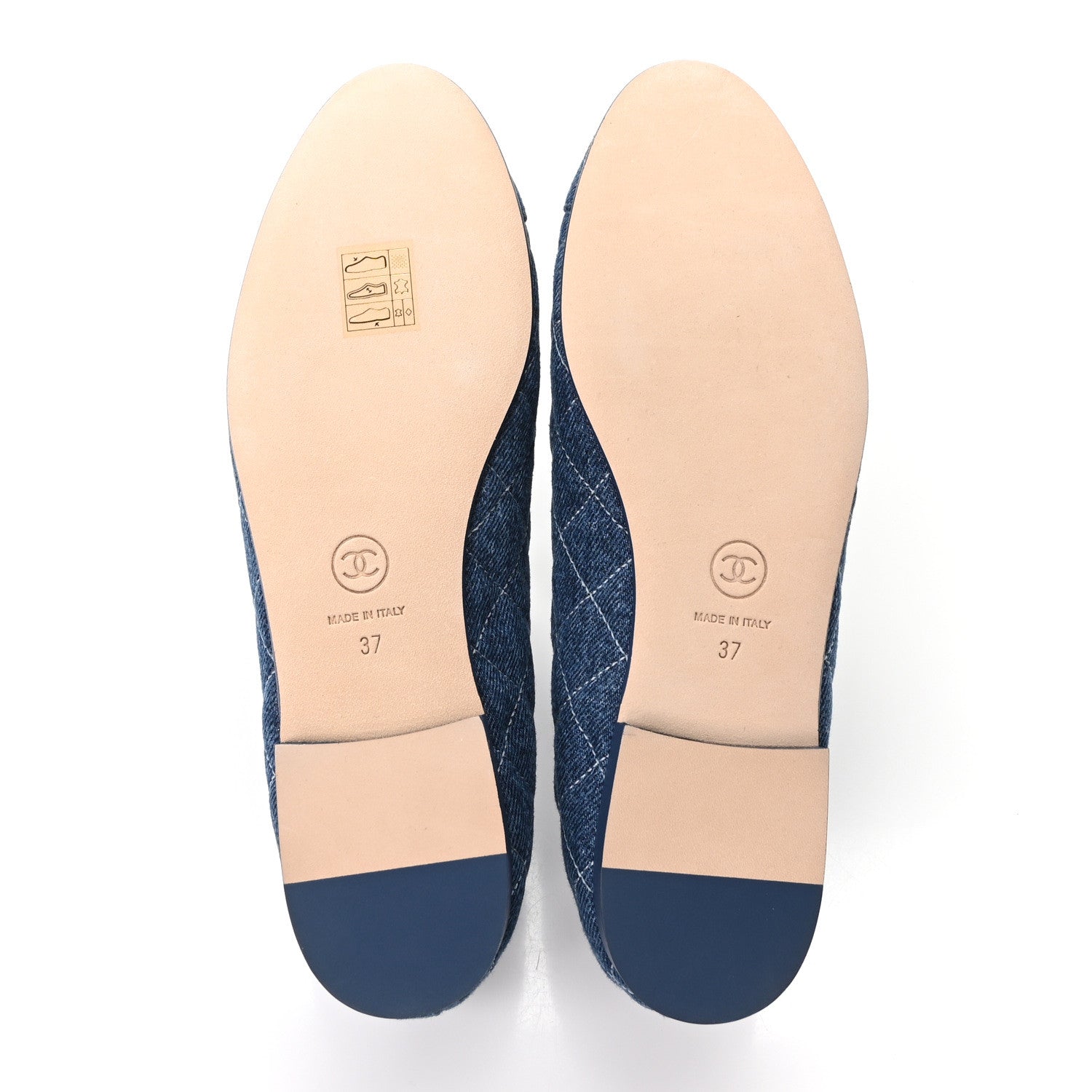 Chanel Washed Denim Quilted Cap Toe CC Ballerina Flats 37 Blue 6 of 10