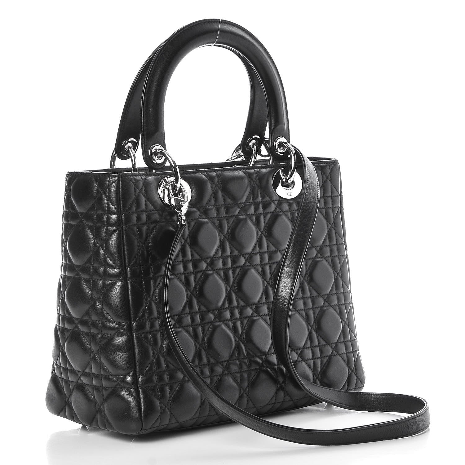 Christian Dior Lambskin Cannage Medium Lady Dior Black 3 of 8