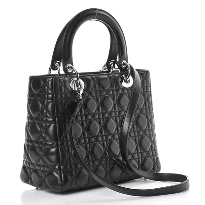 Christian Dior Lambskin Cannage Medium Lady Dior Black 3 of 8
