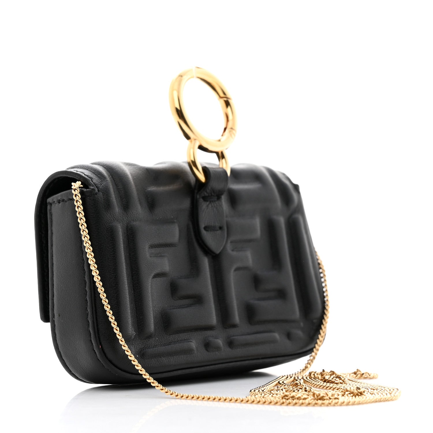 Fendi Nappa Matisse FF Embossed Nano Baguette Charm Black 3 of 8