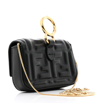 Fendi Nappa Matisse FF Embossed Nano Baguette Charm Black 3 of 8