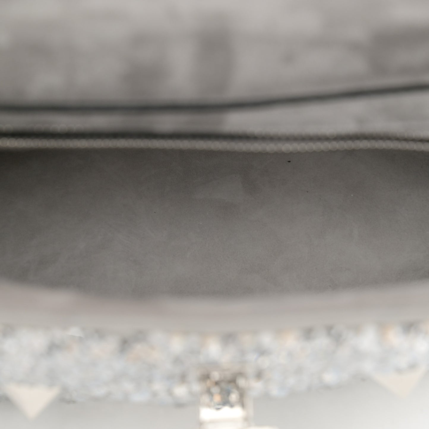Crystal Suede Enamel Medium Roman Stud Shoulder Bag Silver