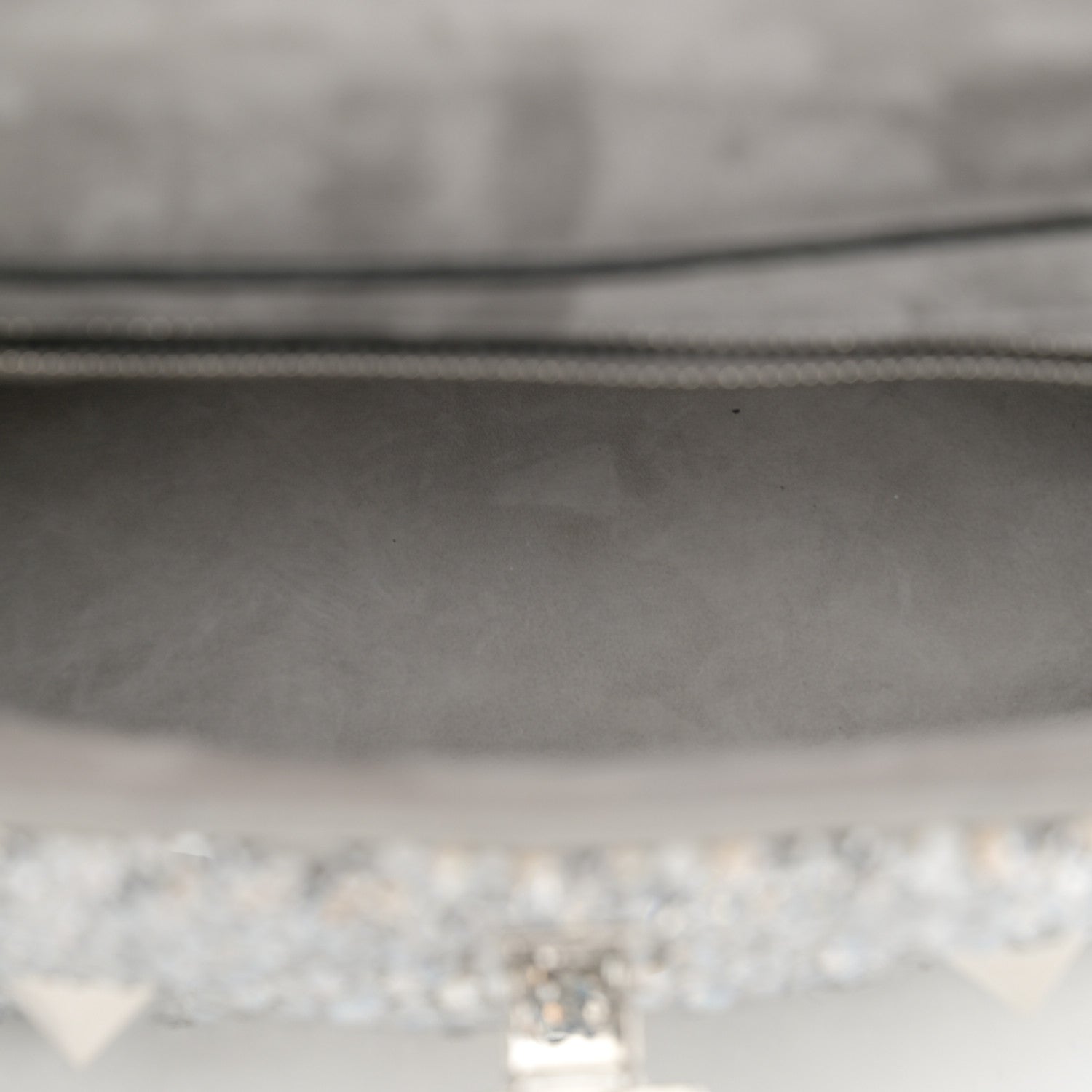 Valentino Garavani Crystal Suede Enamel Medium Roman Stud Shoulder Bag Silver 5 of 10