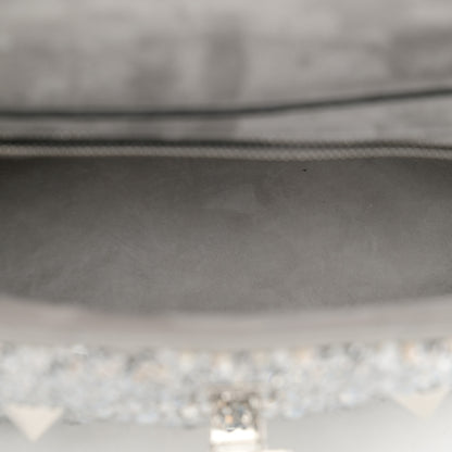 Valentino Garavani Crystal Suede Enamel Medium Roman Stud Shoulder Bag Silver 5 of 10
