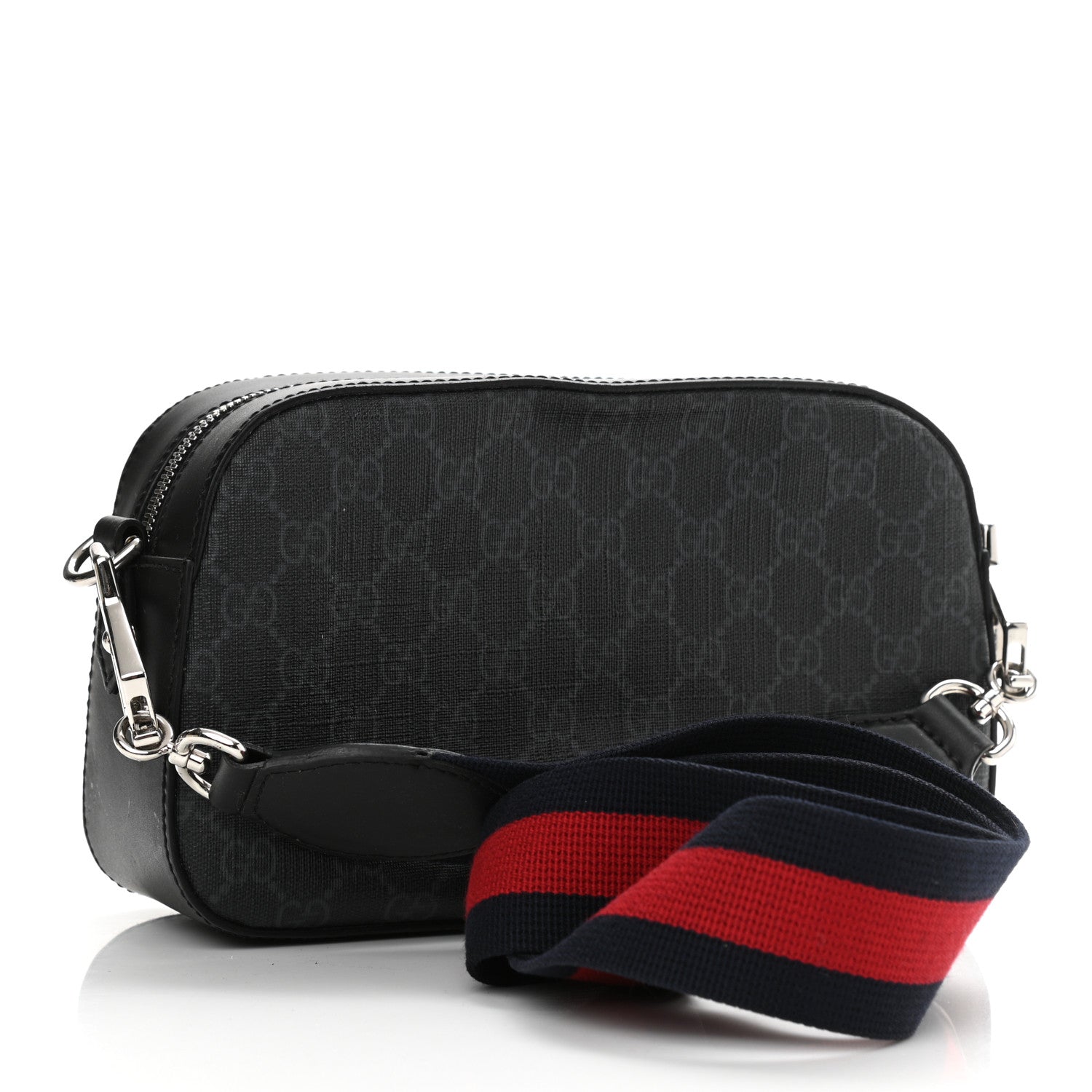 Gucci GG Supreme Monogram Web Shoulder Bag Black Grey 3 of 13