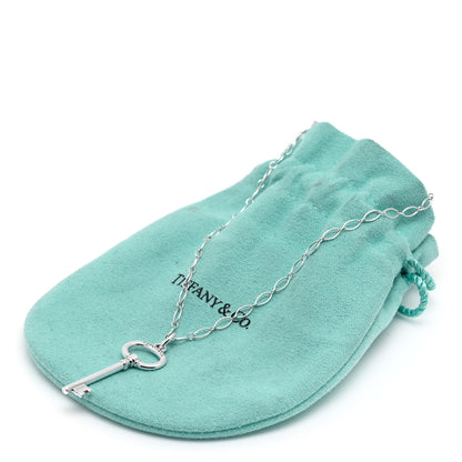 Tiffany Sterling Silver Oval Key Pendant Link Necklace 6 of 6