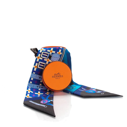 Hermes Silk Voitures Nouvelles Twilly Bleu Roy Canard Black 6 of 6