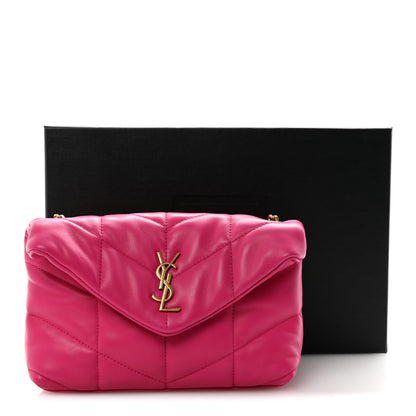 Saint Laurent Lambskin Quilted Toy Loulou Puffer Monogram Chain Satchel Bubblegum 10 of 10