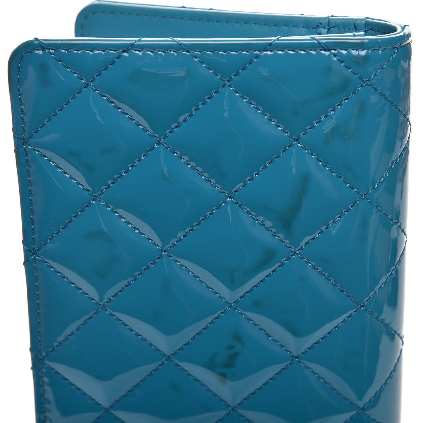 Patent Calfskin Quilted Yen Reissue Wallet Blue