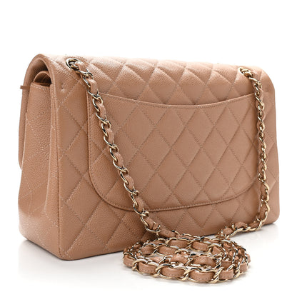 Chanel Caviar Quilted Jumbo Double Flap Beige 3 of 11