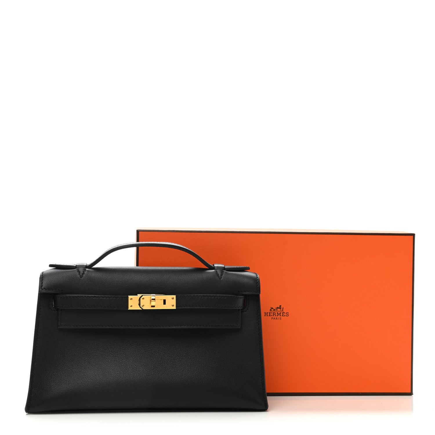 Hermes Swift Kelly Pochette Clutch Black 11 of 11