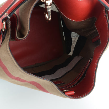 Burberry Canvas Mega Check Medium Susanna Hobo Cadmium Red 5 of 8