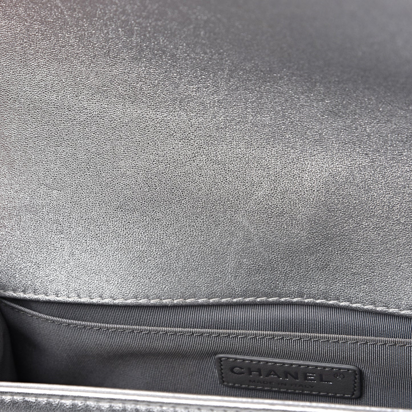 Metallic Perforated Lambskin Quilted Medium Boy Flap Argent