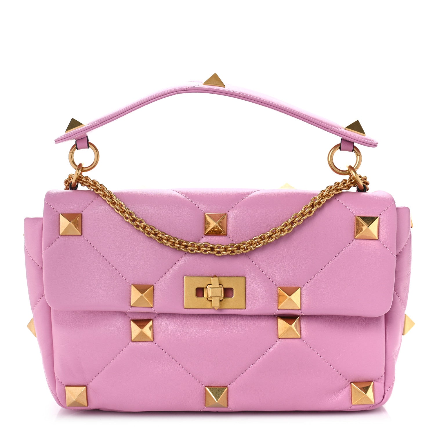 Valentino Garavani Nappa Large Roman Stud Shoulder Bag Giacinto 1 of 8