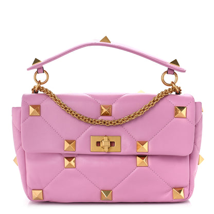 Valentino Garavani Nappa Large Roman Stud Shoulder Bag Giacinto 1 of 8