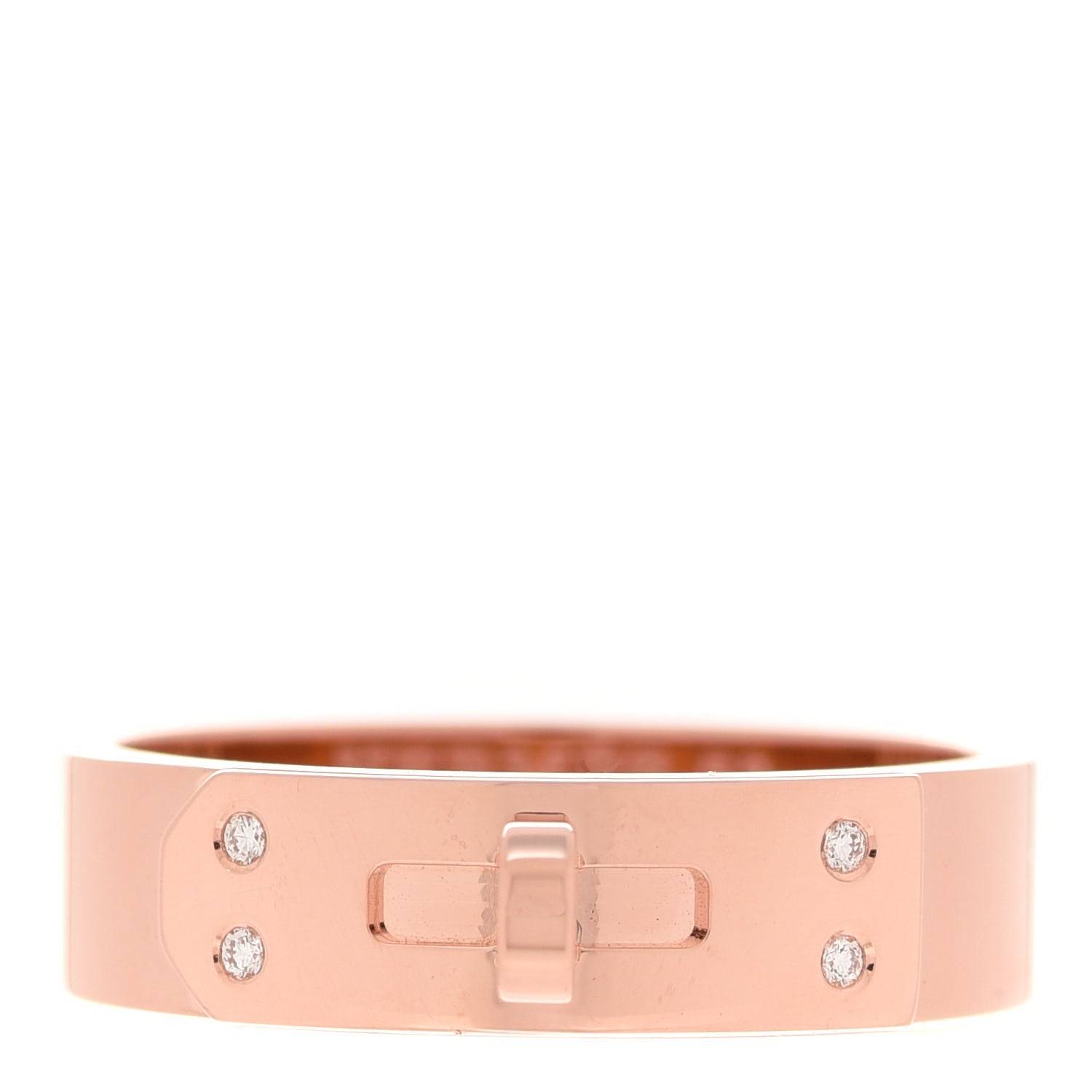 Hermes 18K Rose Gold Diamond PM Kelly Ring 53 6.25 1 of 5