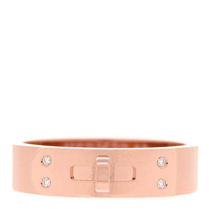 Hermes 18K Rose Gold Diamond PM Kelly Ring 53 6.25 1 of 5