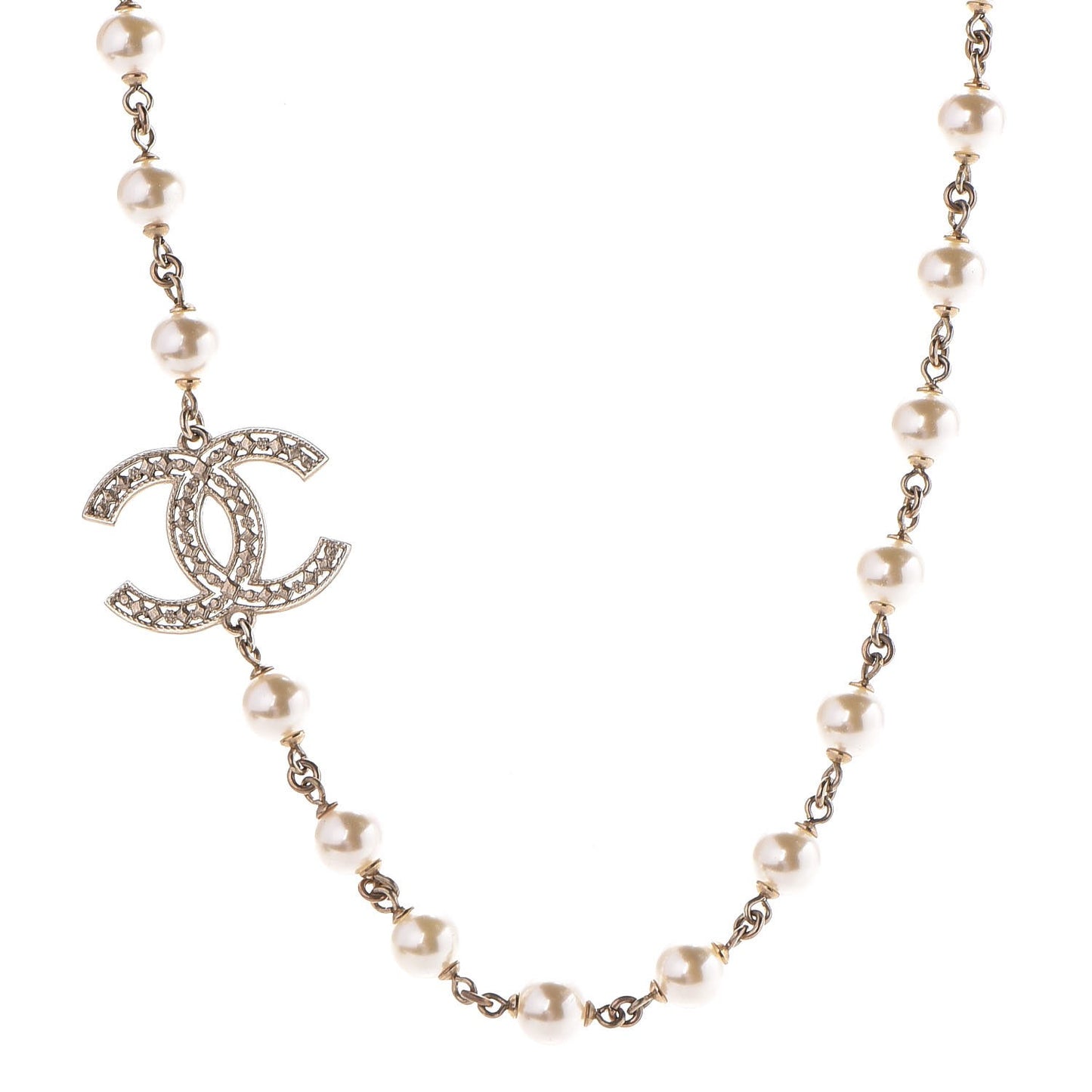 Pearl CC Short Necklace Gold