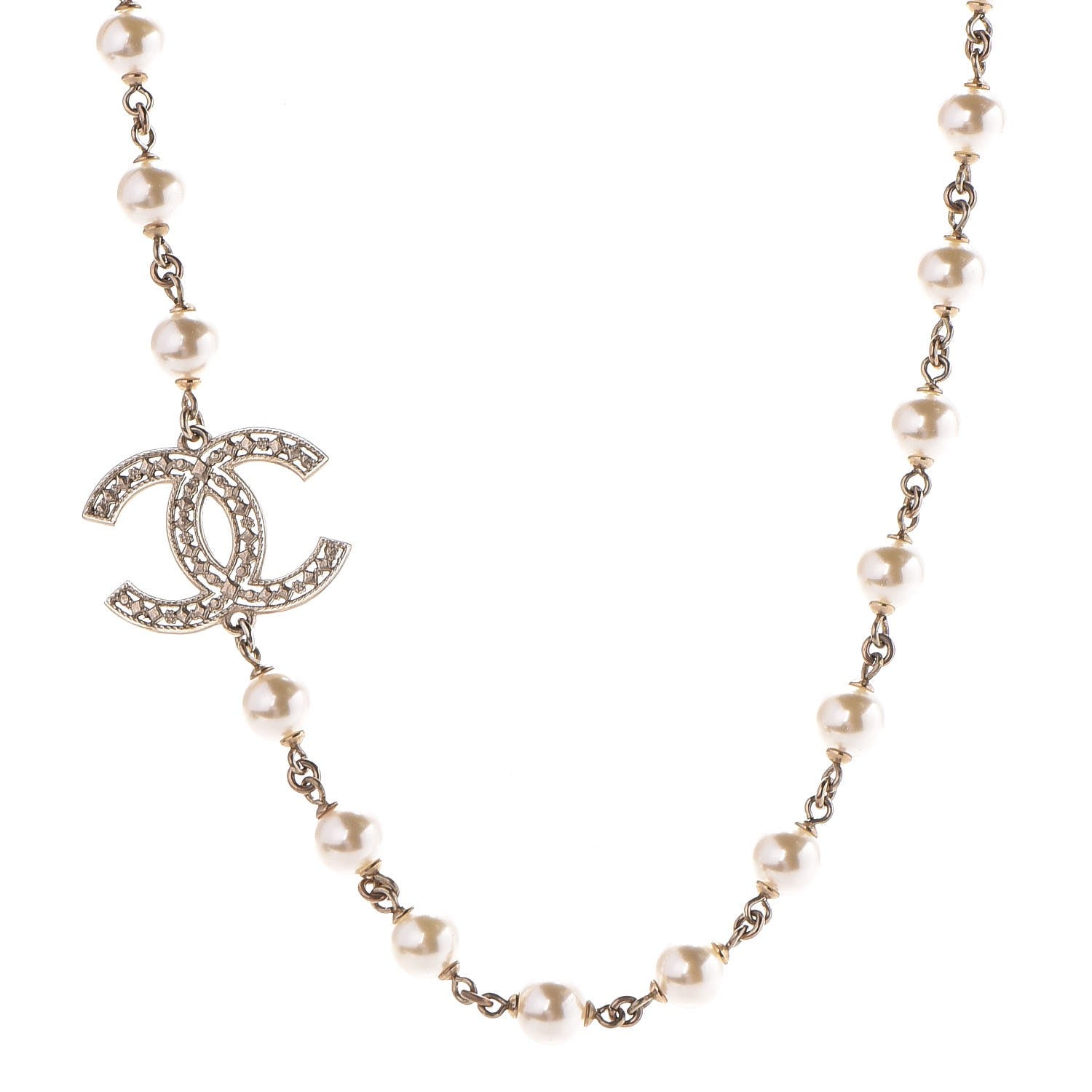 Chanel Pearl CC Short Necklace Gold 1 of 5