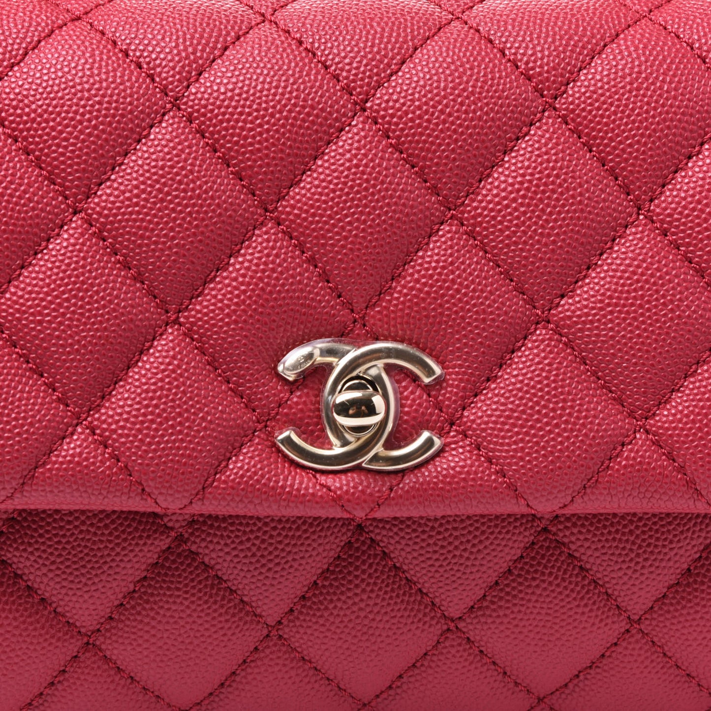 Caviar Quilted Mini Coco Handle Flap Fuchsia