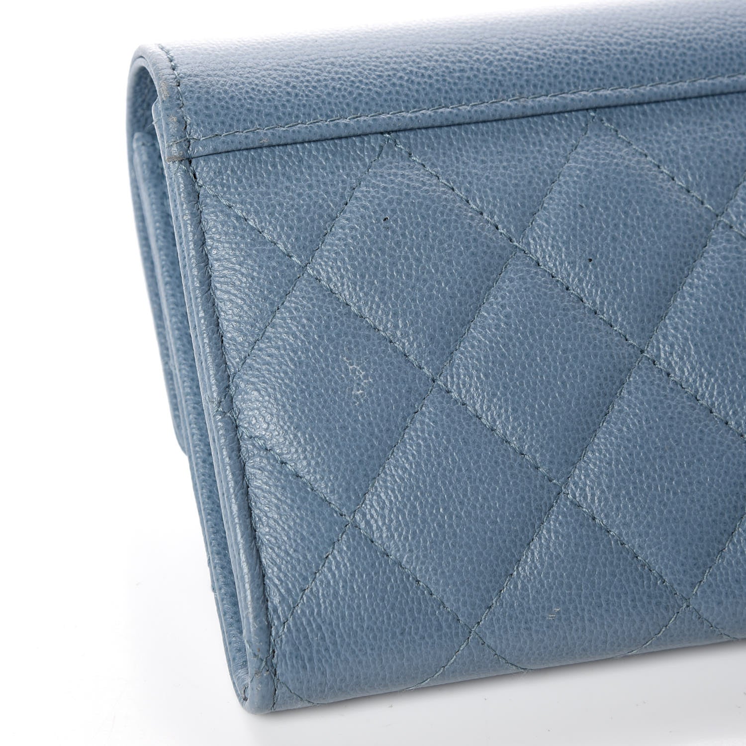 Chanel Grained Calfskin Quilted CC Box Flap Wallet Blue 7 of 11