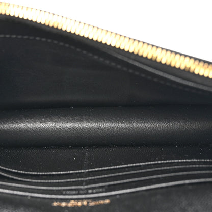 Saint Laurent Grain De Poudre Matelasse Chevron Monogram Envelope Chain Wallet Black 5 of 10