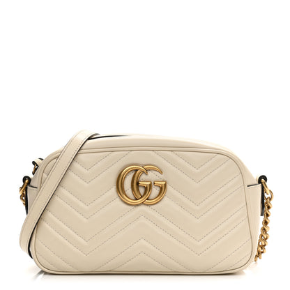 Gucci Calfskin Matelasse Small GG Marmont Chain Shoulder Bag White 1 of 12