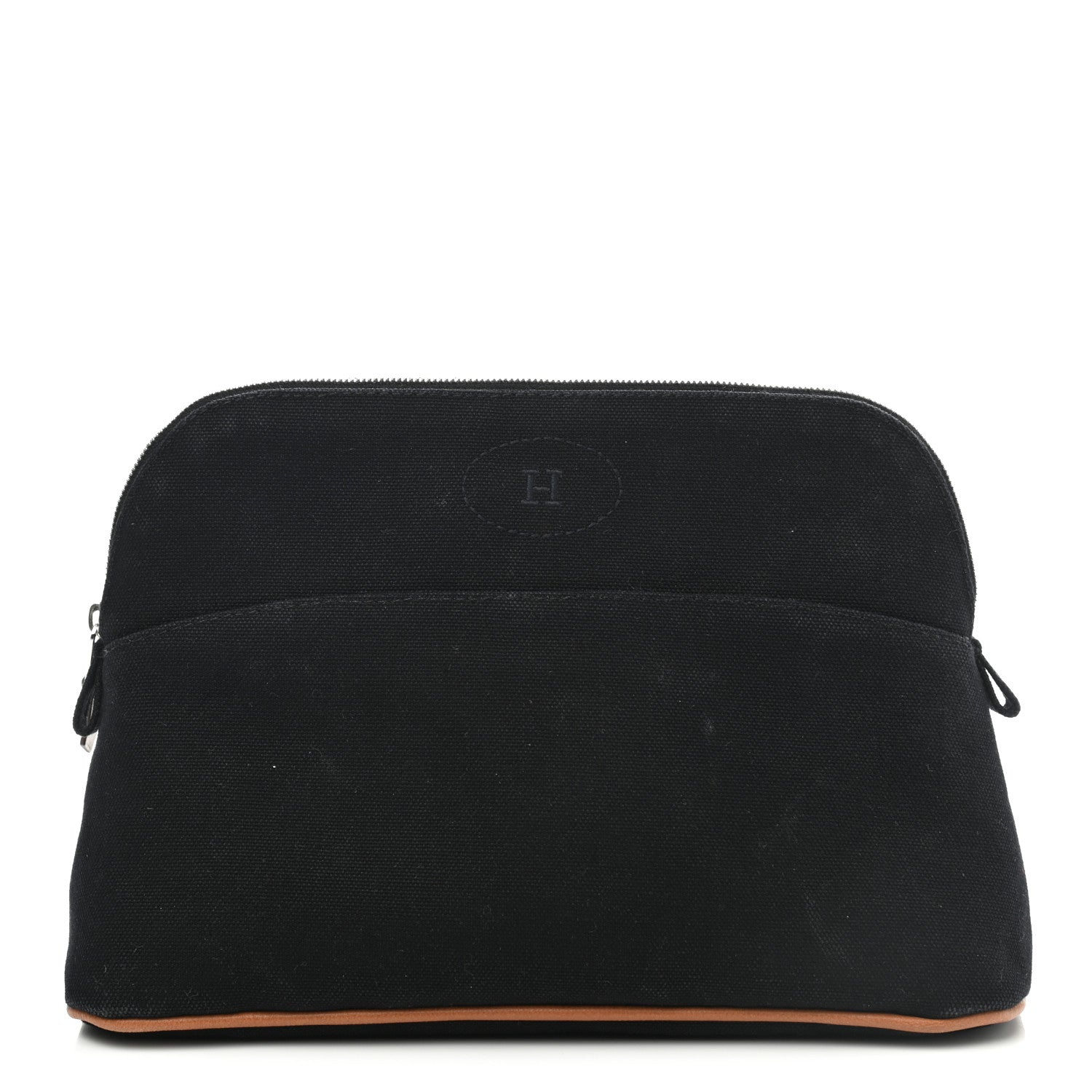 Hermes Cotton Canvas Bolide Travel Cosmetic Pouch Black 1 of 7