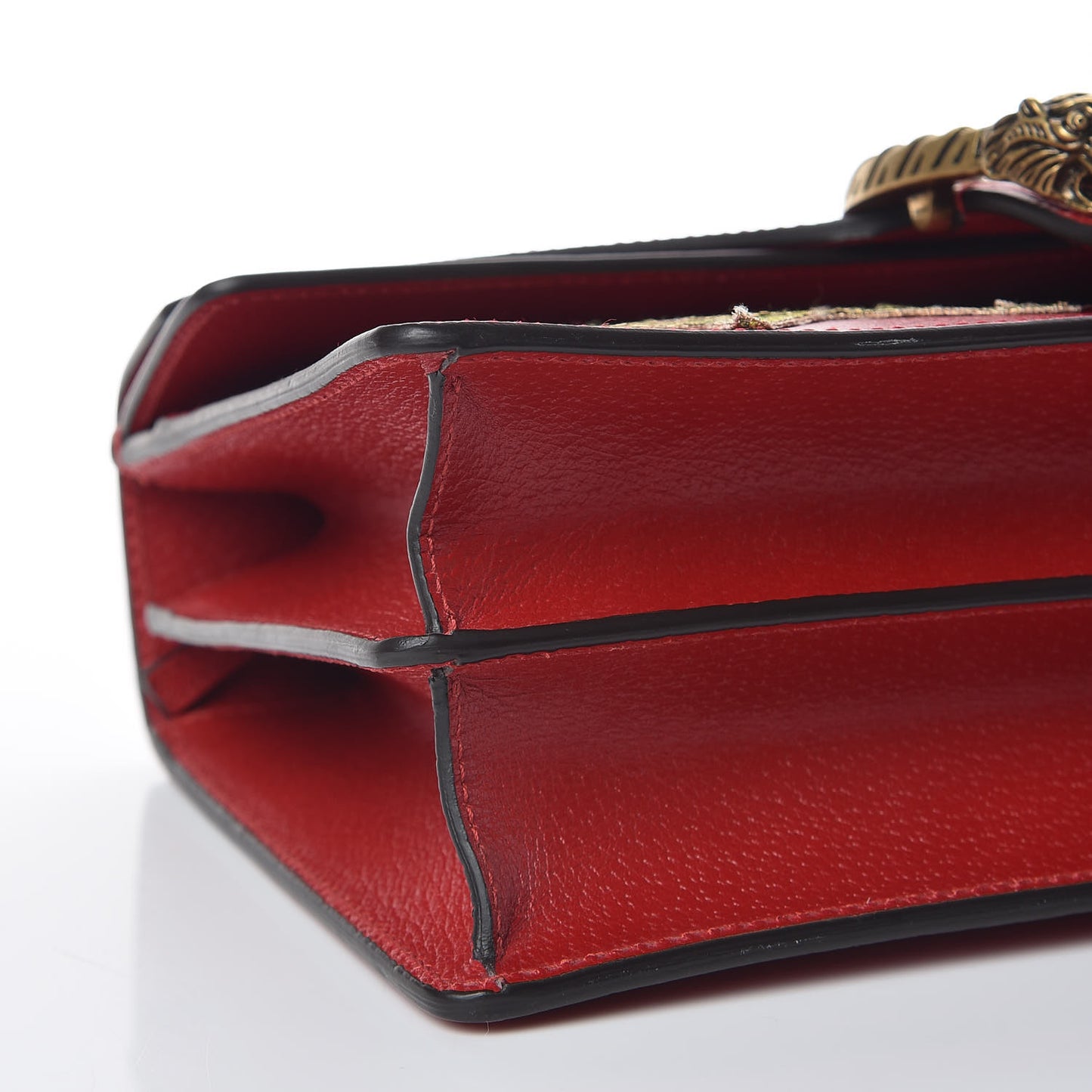 Calfskin Web Floral Embroidered Small Dionysus Shoulder Bag Hibiscus Red